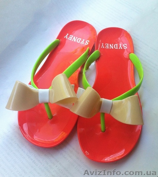 Розовые с бело-бежевым бантом Силиконовые женские шлепанцы,вьетнамки. - <ro>Изображение</ro><ru>Изображение</ru> #1, <ru>Объявление</ru> #1111577
