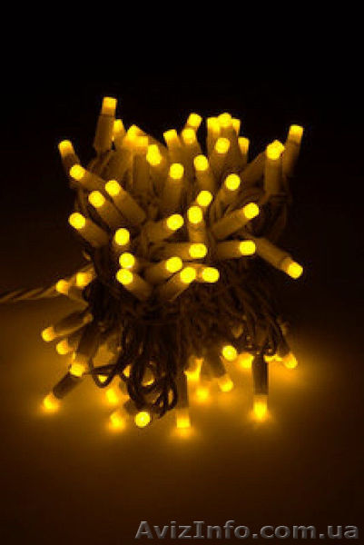 Уличная светодиодная гирлянда нить 10 м желтая - <ro>Изображение</ro><ru>Изображение</ru> #1, <ru>Объявление</ru> #1493501