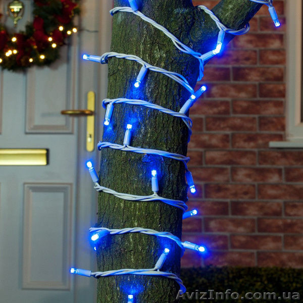 Уличная гирлянда нить синий на белом проводе 10м - <ro>Изображение</ro><ru>Изображение</ru> #1, <ru>Объявление</ru> #1493502