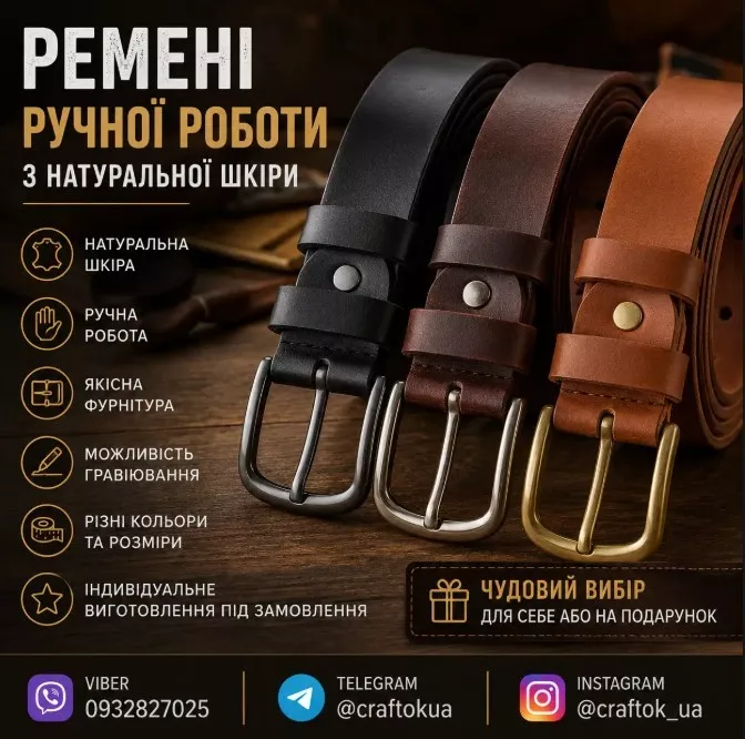 Ремені ручної роботи з натуральної шкіри - <ro>Изображение</ro><ru>Изображение</ru> #1, <ru>Объявление</ru> #1753968